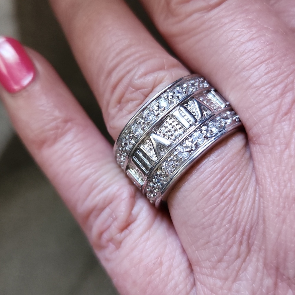Silver band wide ring